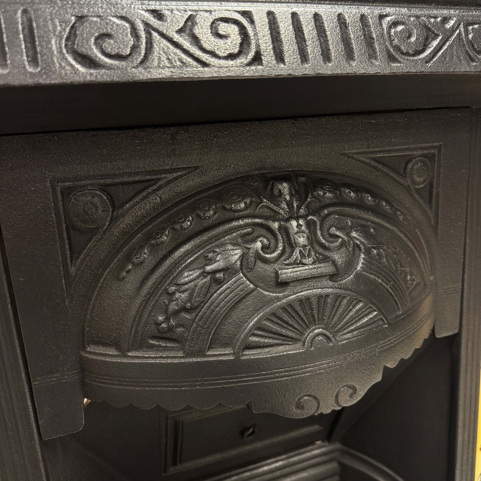 Victorian Cast Iron Tiled Fireplace Insert With Floral Panels photo buy