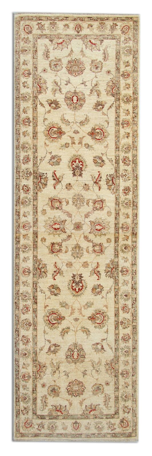 Cream Wool Runner Rug, Oriental Floral Ziegler Rug 245x72cm Hallway Decor photo 995.0