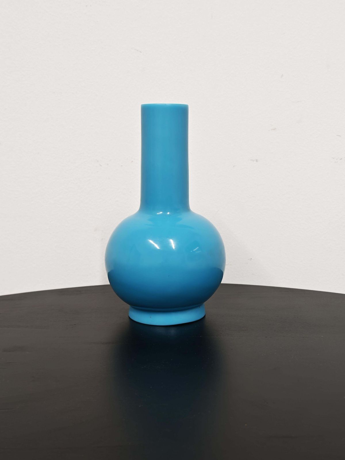 Antique Sculptural Turquoise Glass Vase By Peking Glass, China 18th Century photo 2500.0
