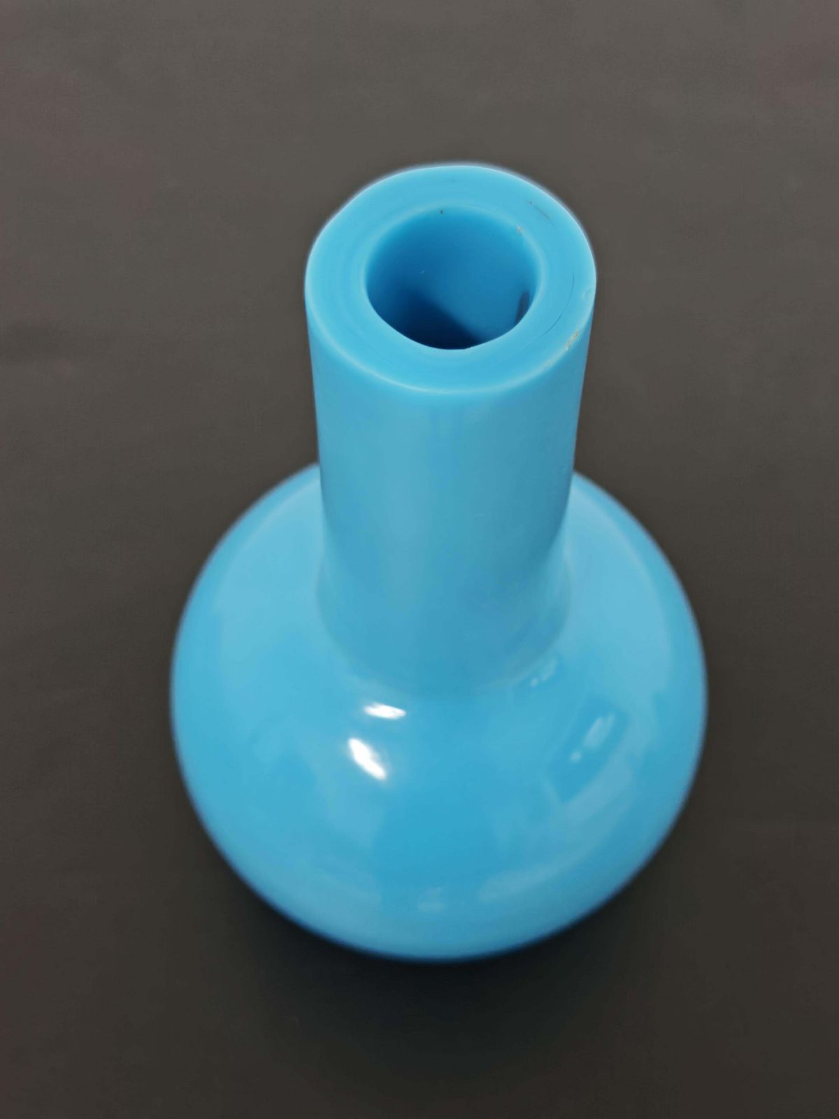 photo for sale Antique Sculptural Turquoise Glass Vase By Peking Glass, China 18th Century