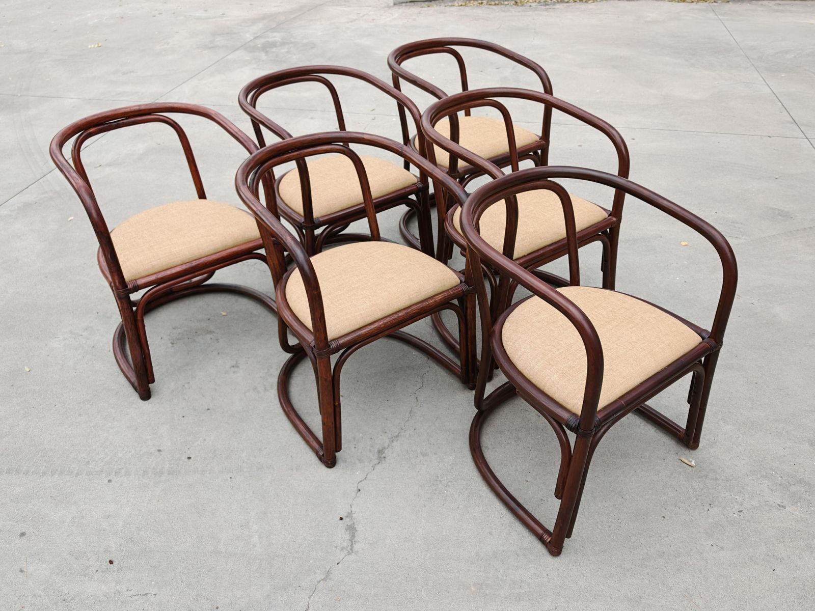 Set Of 6 Bamboo Armchairs For A Dining Room, Italy 1970s photo vinterior