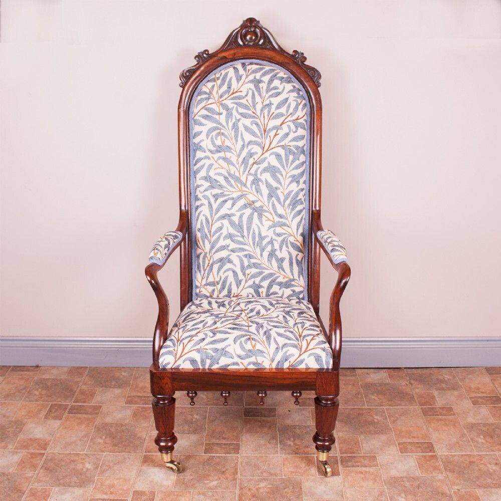 Good Quality 19thc Rosewood High Backed Library Armchair photo furniture