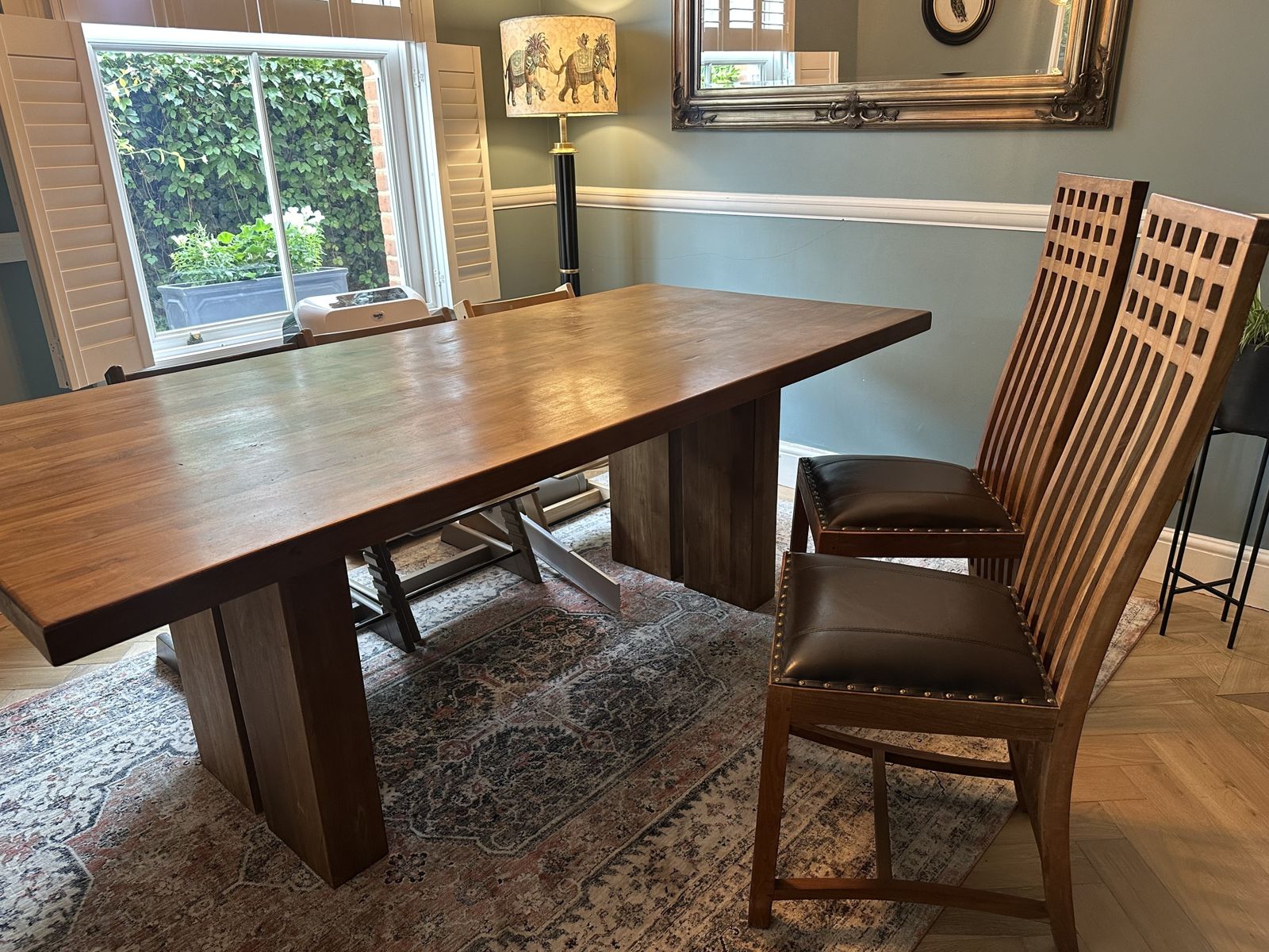 Raft Reclaimed Teak Dining Room Table And Leather Chairs
