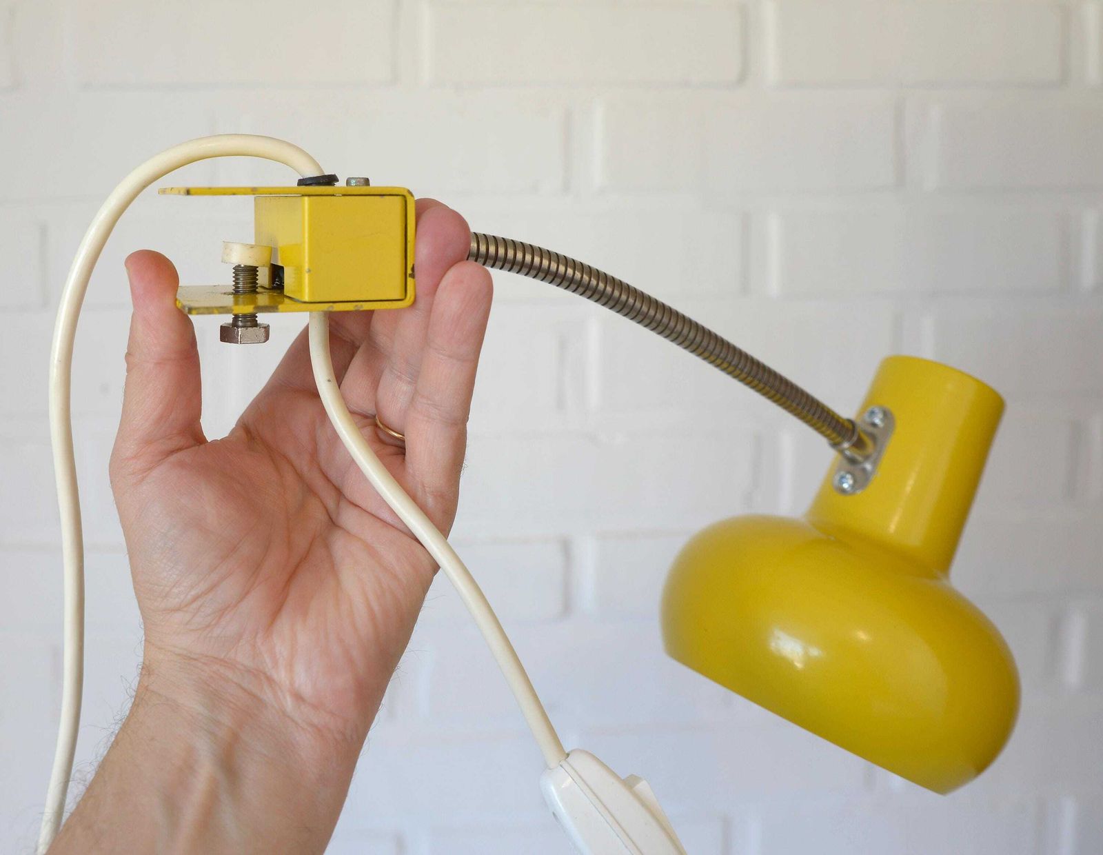 Space Age Style Lamp / Vintage Yellow Bookshelf Light / Mid Century Modern / Reading Light Fixture / Yugoslavia 1970's photo 166.0