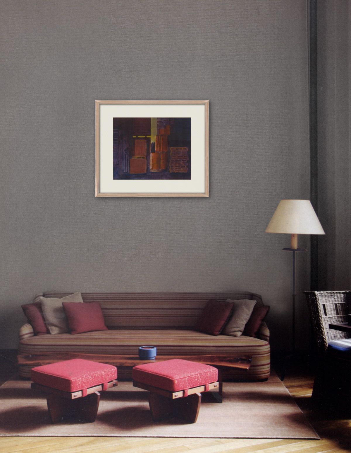 Moody Abstract Landscape Painting, Framed And Signed photo Art