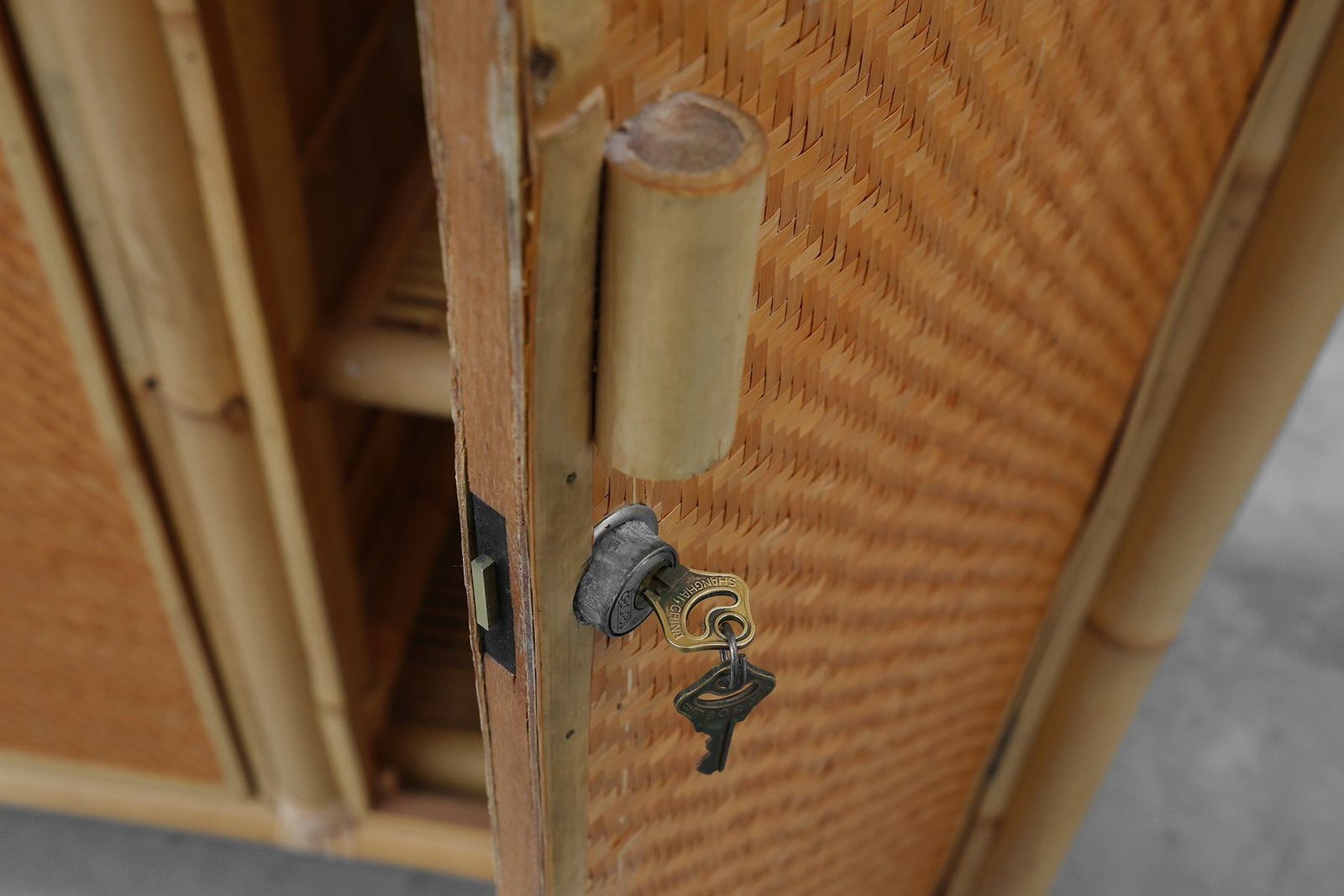 Mid Century Bamboo And Rattan Wardrobe, Italy, 1960s photo buy