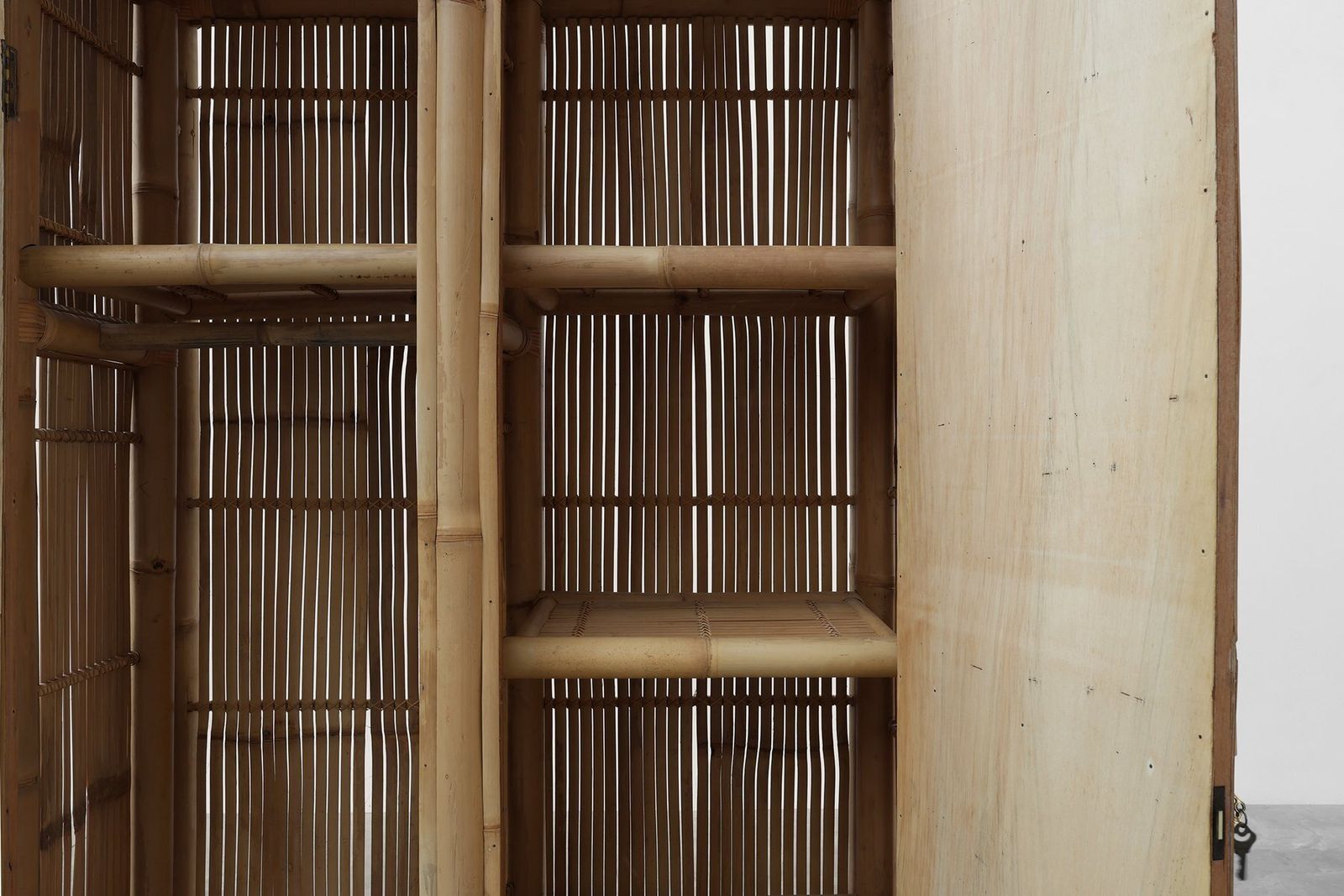 Furniture Mid Century Bamboo And Rattan Wardrobe, Italy, 1960s photo