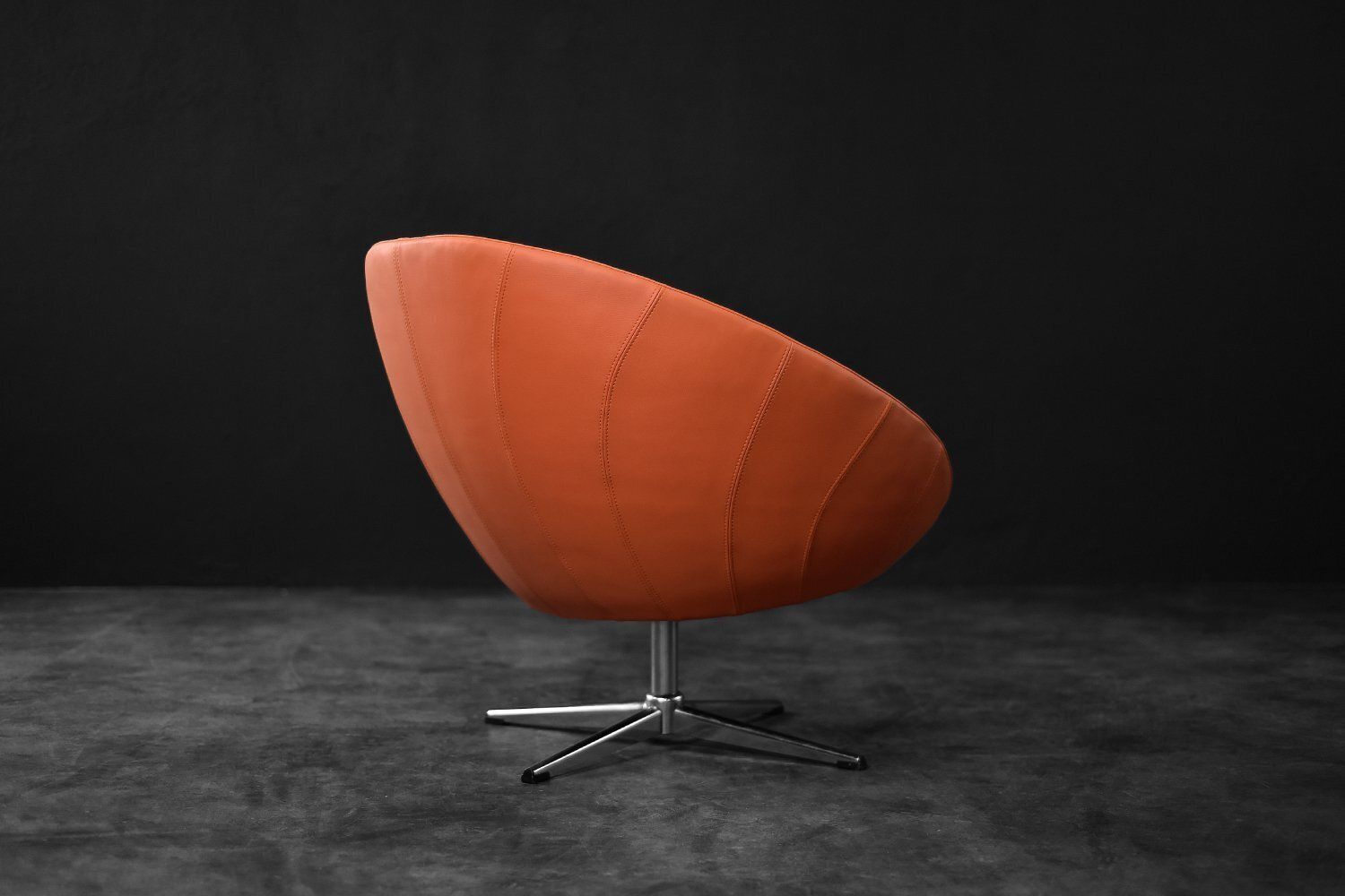 photo for sale Mid Century Scandinavian Modern Space Age Orange Swivel Armchair, 1960s