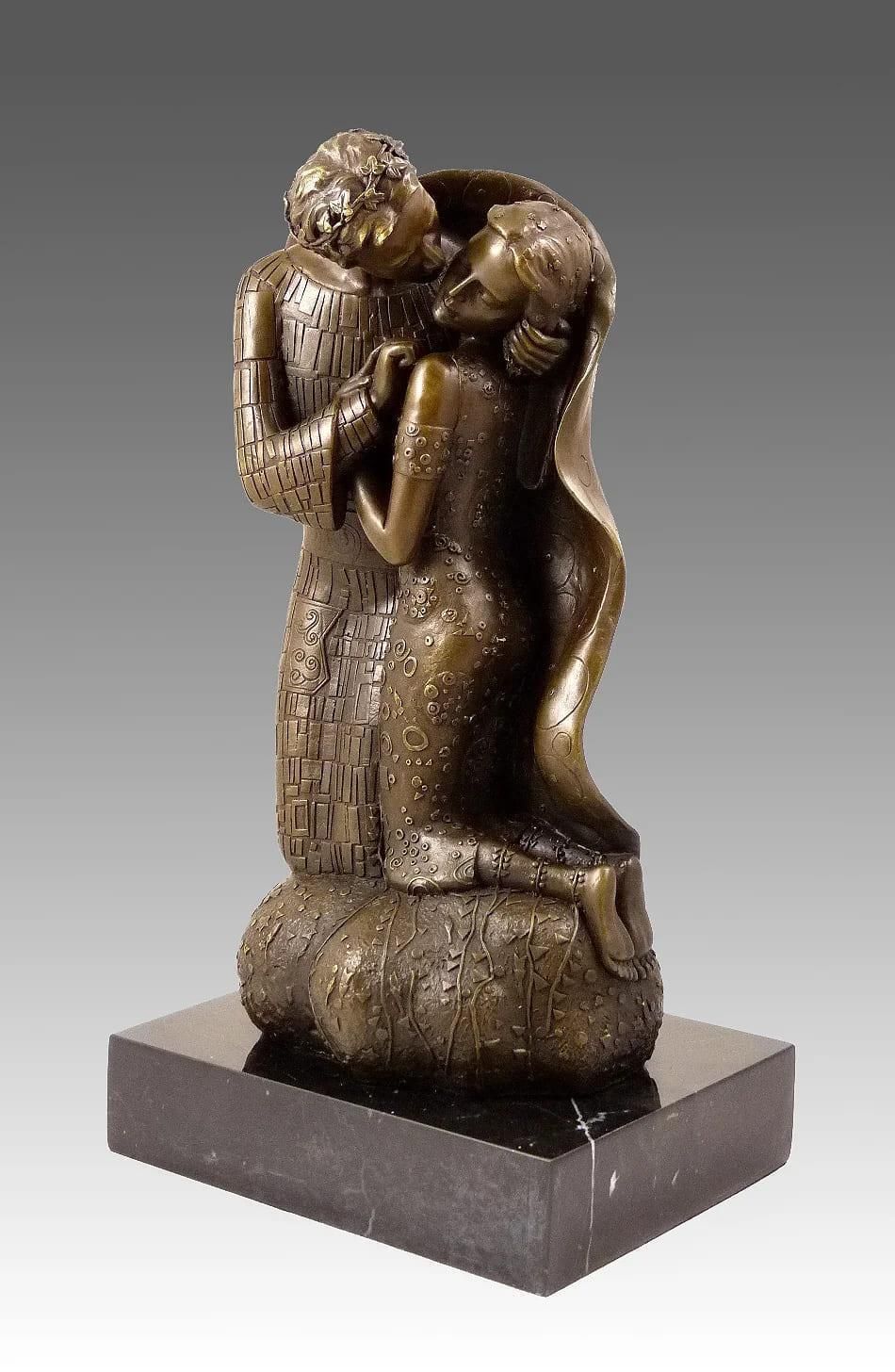 The Kiss – Stunning Bronze Sculpture Inspired By Gustav Klimt photo for sale