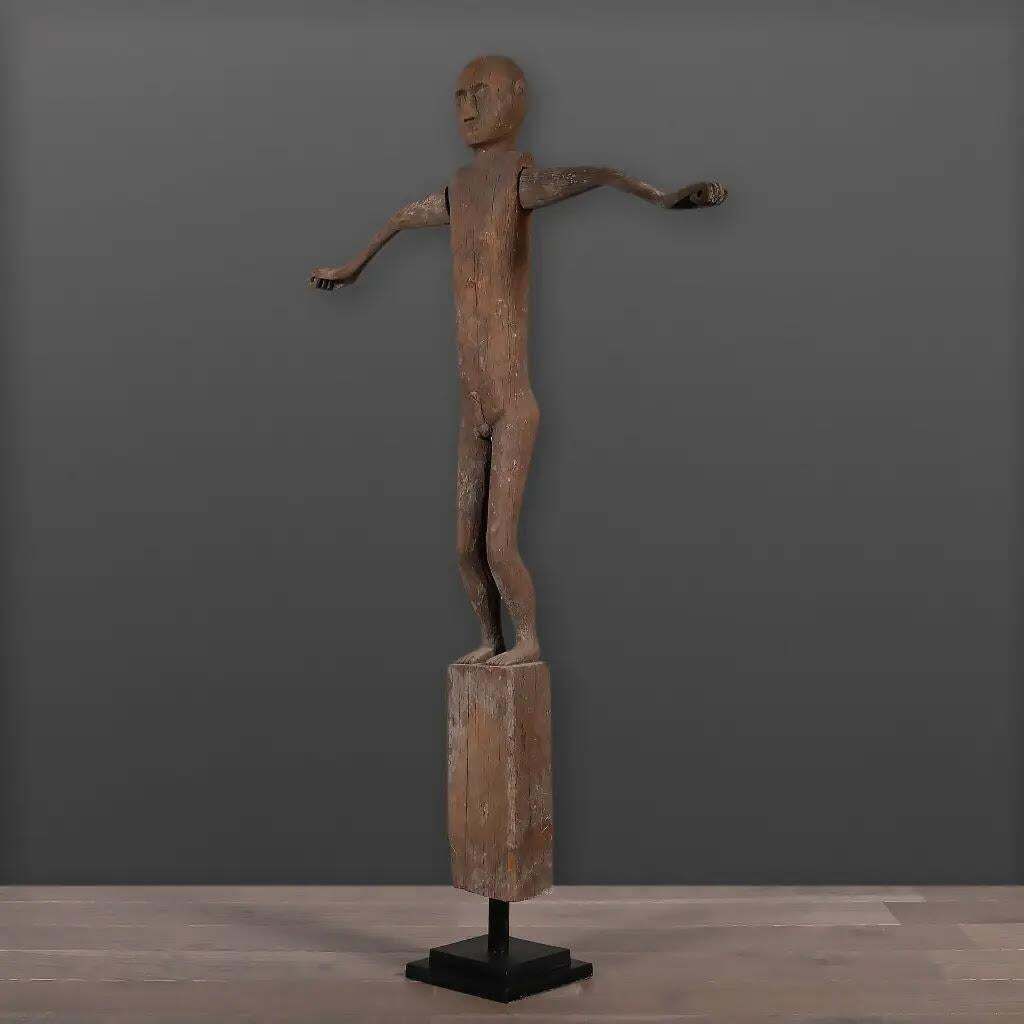 Large Tribal Fetish From Borneo In Aged Wood – Indonesian Ethnic Sculpture photo 2740.0