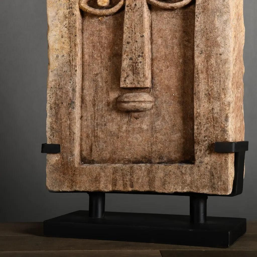 Stylized Antique Sandstone Stele – “Ideograms” Model, South Arabian Funerary Art photo Art