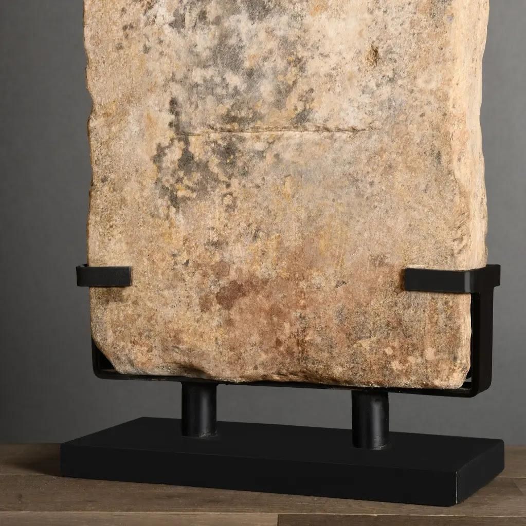 Large Primitivist Sandstone Sculpture – “Muette” Stele, Ancient Yemeni Style photo 1873.0