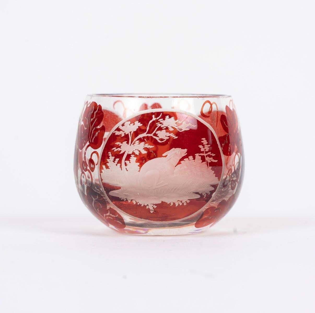 photo buy Engraved Bohemian Crystal Oil And Vinegar Set, A Small Salt Shaker, Napoleon III