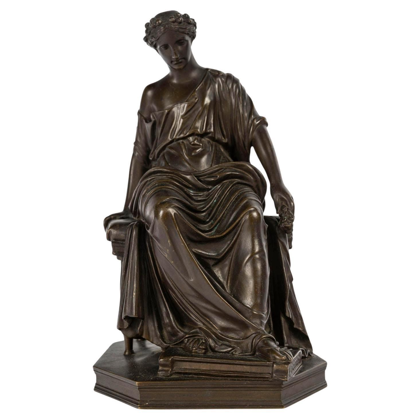 Bronze Sculpture Of A Seated Woman, Stamped By Barbedienne, Napoleon III.