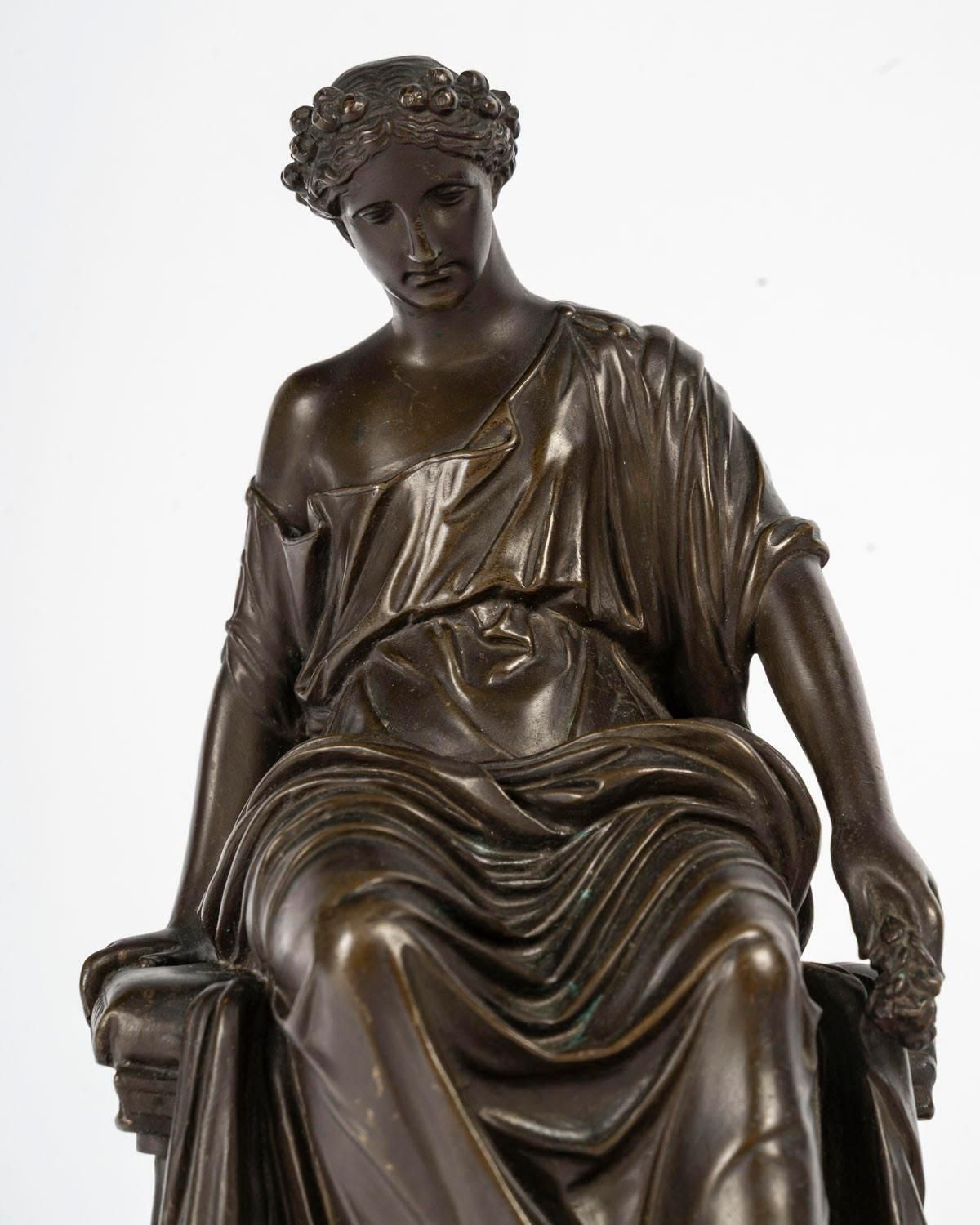 Bronze Sculpture Of A Seated Woman, Stamped By Barbedienne, Napoleon III. photo furniture