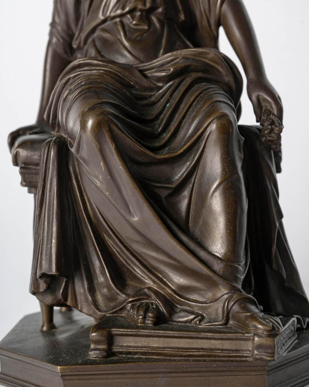 Bronze Sculpture Of A Seated Woman, Stamped By Barbedienne, Napoleon III. photo for sale