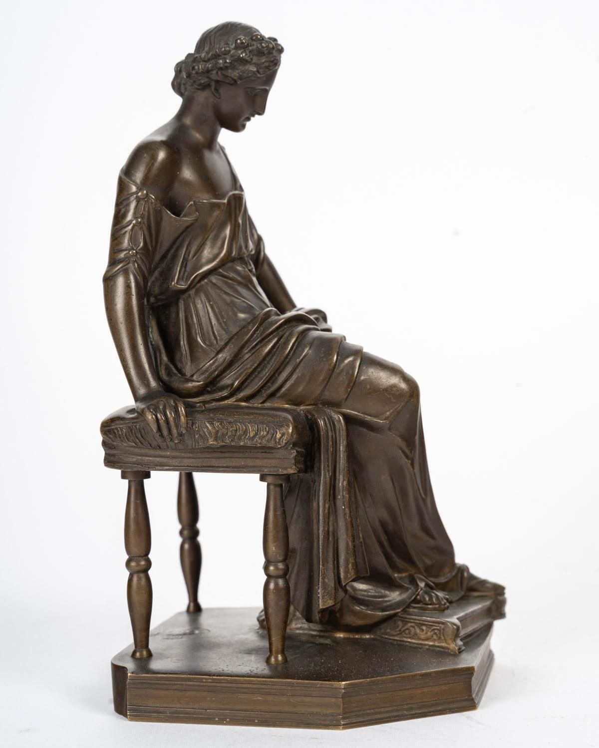 Bronze Sculpture Of A Seated Woman, Stamped By Barbedienne, Napoleon III. photo buy