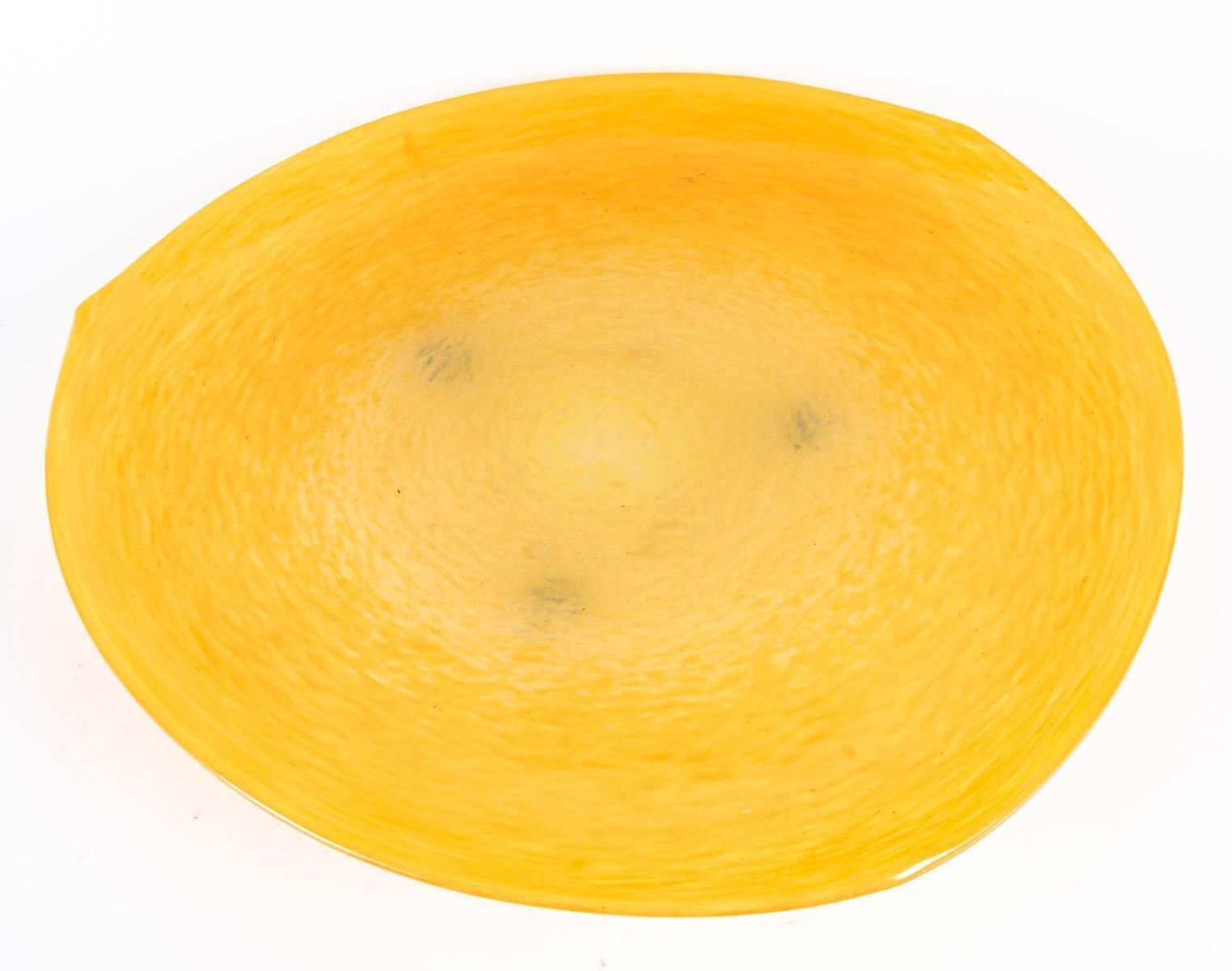 Large Schneider Bowl In Yellow Orange Pâte De Verre, 1930, Art Deco Period. photo furniture