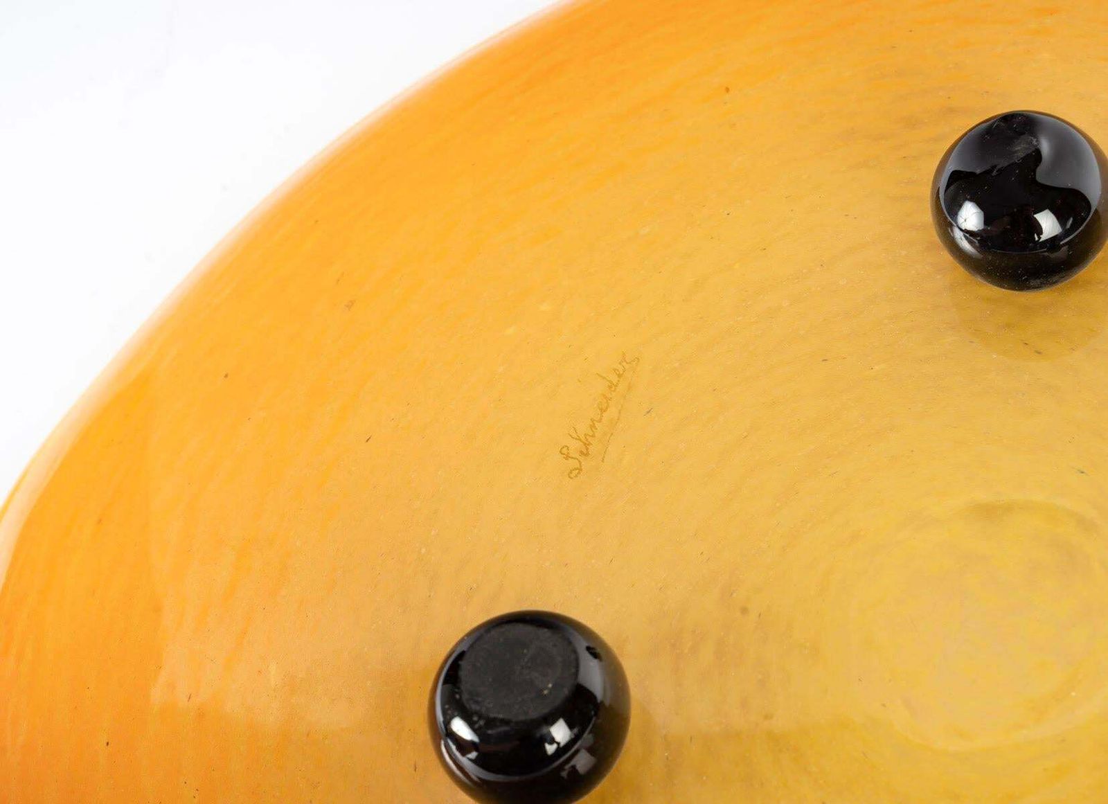 Large Schneider Bowl In Yellow Orange Pâte De Verre, 1930, Art Deco Period. photo 3110.0