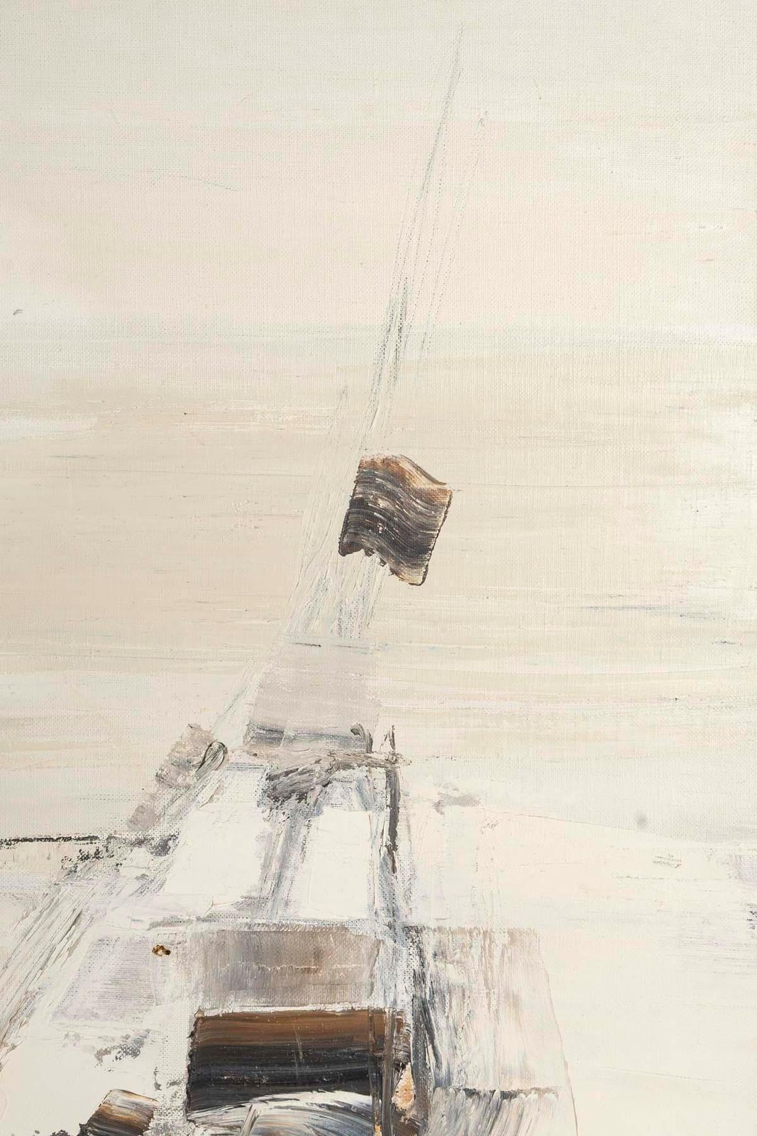 Oil On Canvas Painting By Marc Baumann Depicting A Boat, 20th Century. photo Art
