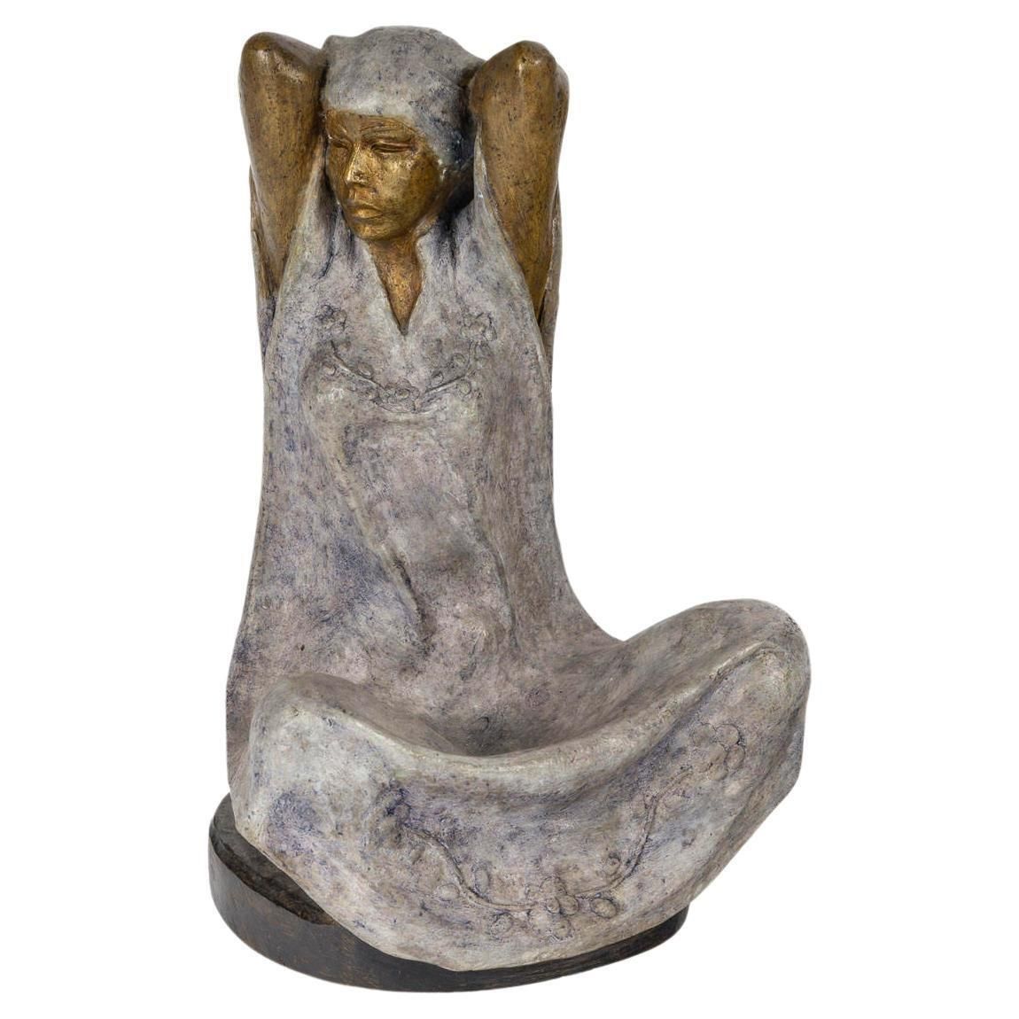 Bronze Sculpture Of A Woman, 1991, Signed.