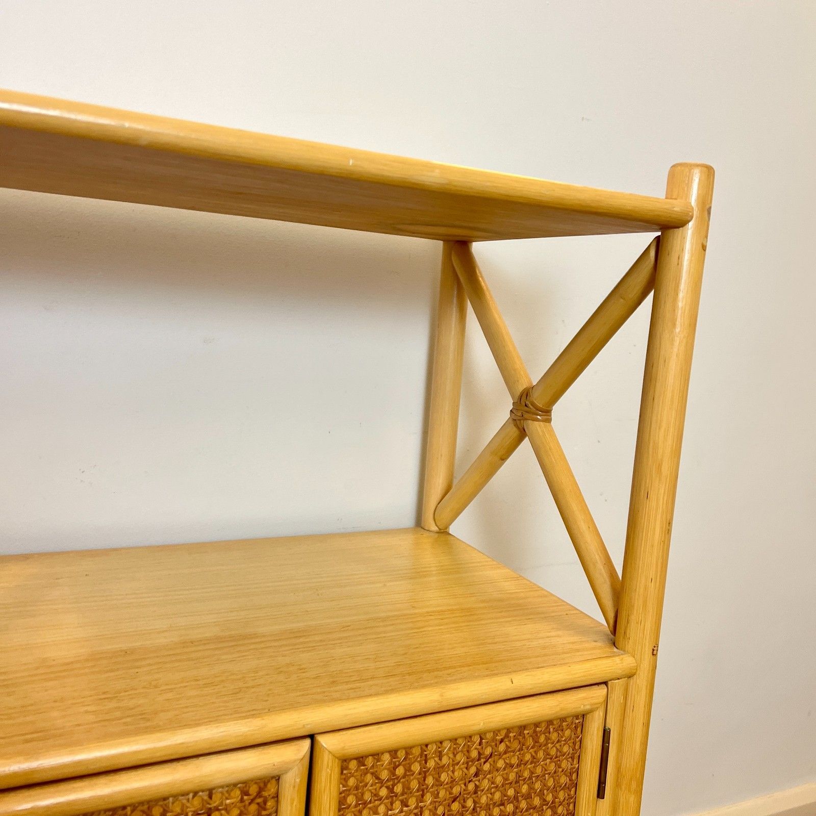 Vintage Bamboo Cupboard Rattan Shelving Unit, Angraves Of Leicester photo buy
