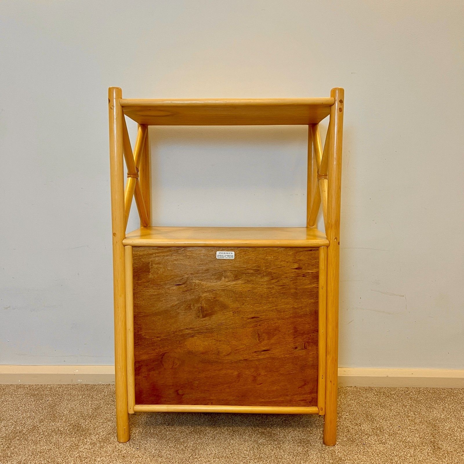 photo for sale Vintage Bamboo Cupboard Rattan Shelving Unit, Angraves Of Leicester