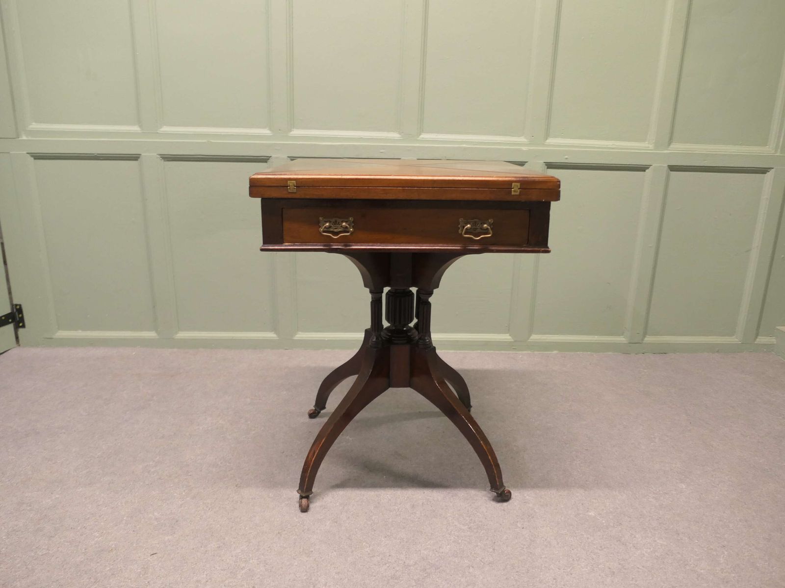 Victorian Envelope Card Table With Gaming Wells photo for sale
