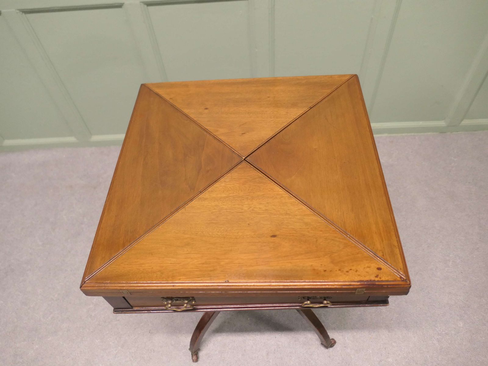 Victorian Envelope Card Table With Gaming Wells photo 798.0