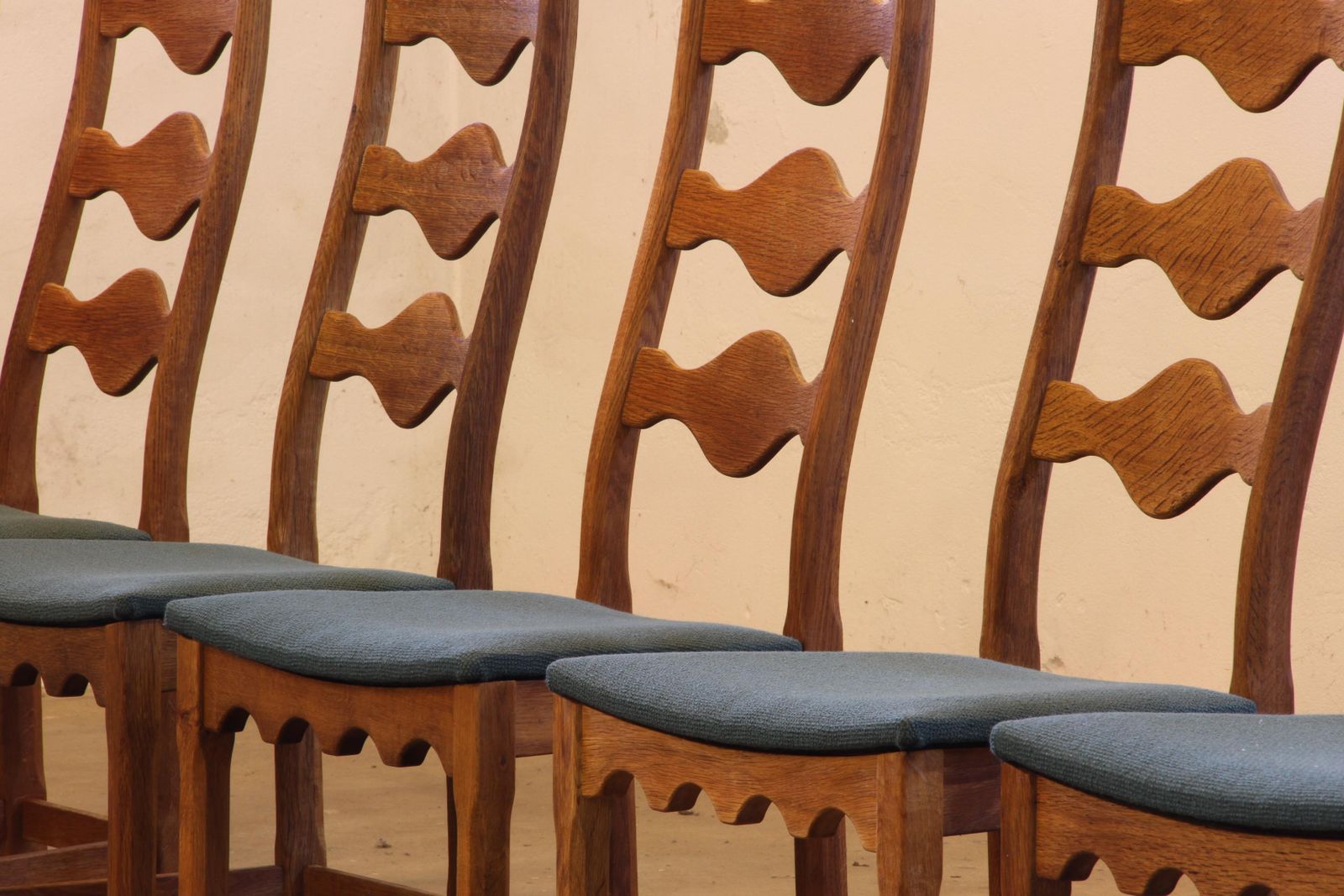 Vintage 1960s Danish Brutalist Ladderback Oak Chairs In The Style Of Kjærnulf photo 4151.0