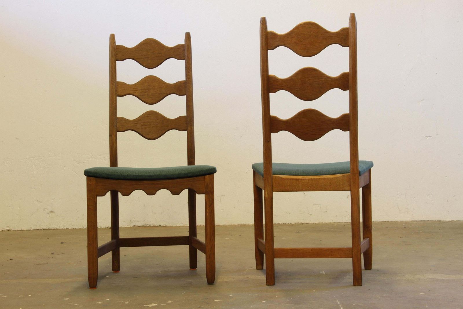 Furniture Vintage 1960s Danish Brutalist Ladderback Oak Chairs In The Style Of Kjærnulf photo
