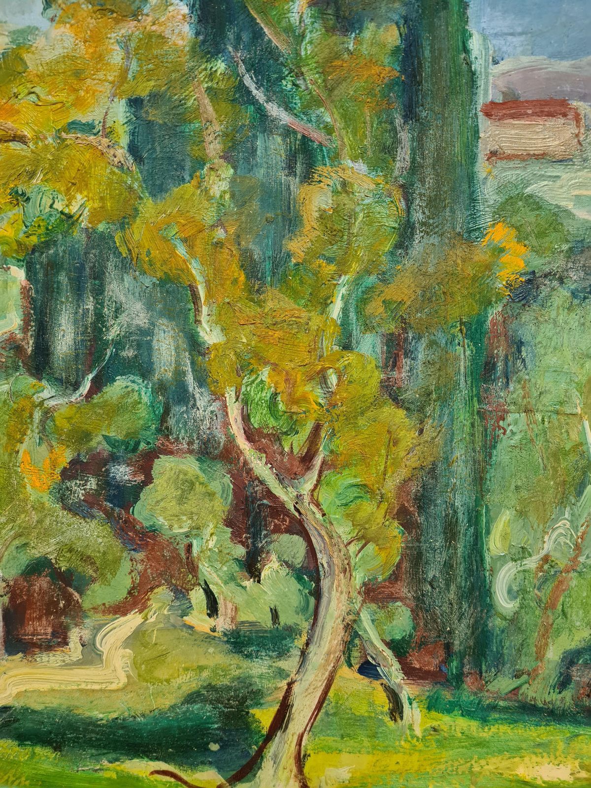 Fauvist French Landscape, Mid Century Oil On Canvas By Jean Perret photo furniture