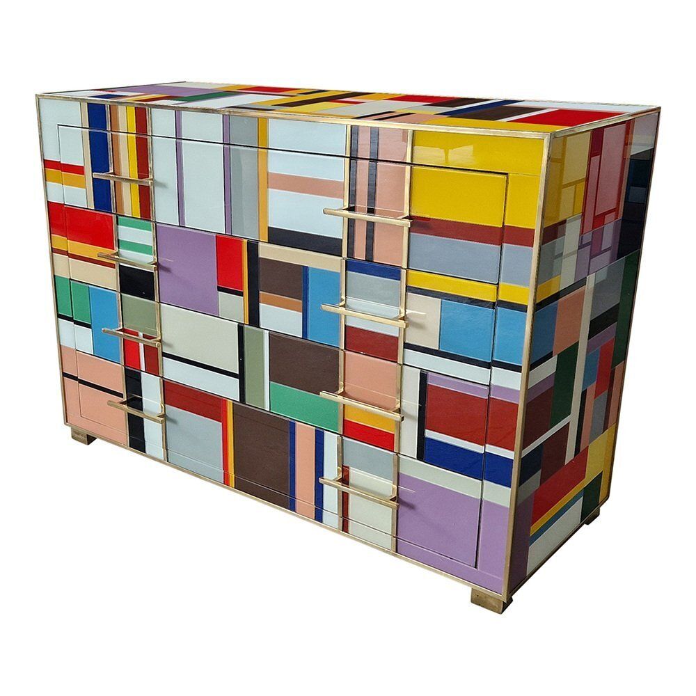Vintage Chest Of Drawers In Murano Glass, 1980s photo for sale