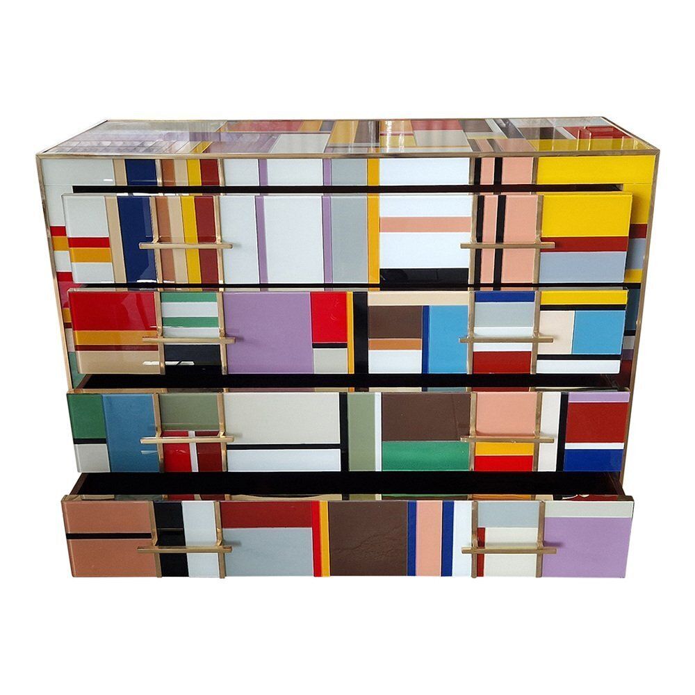 Vintage Chest Of Drawers In Murano Glass, 1980s photo vintage