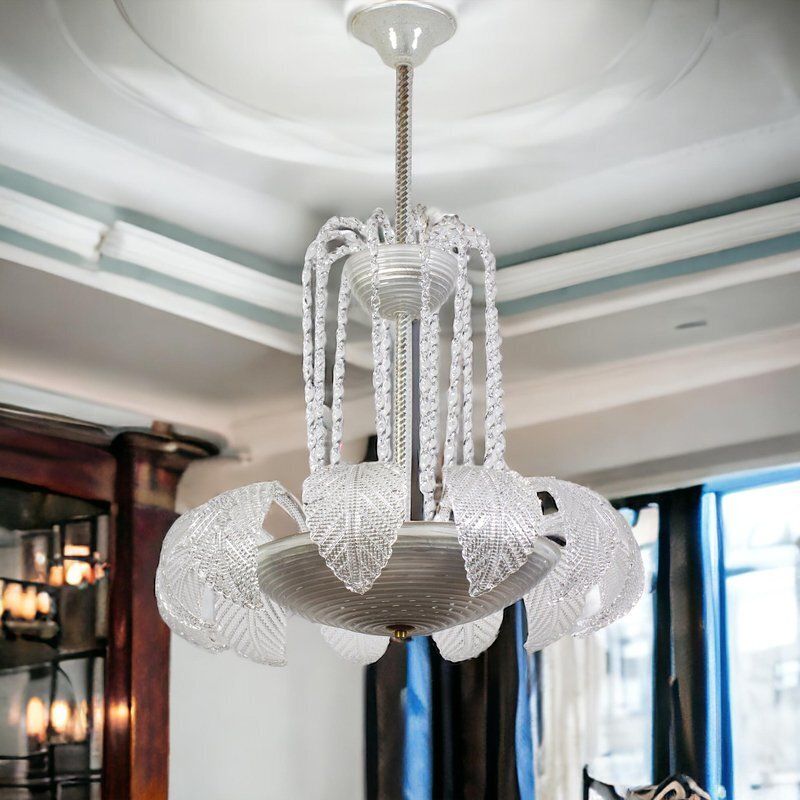 Art Deco Ninfea Murano Glass Chandelier From Barovier, Italy, 1940s photo vinterior