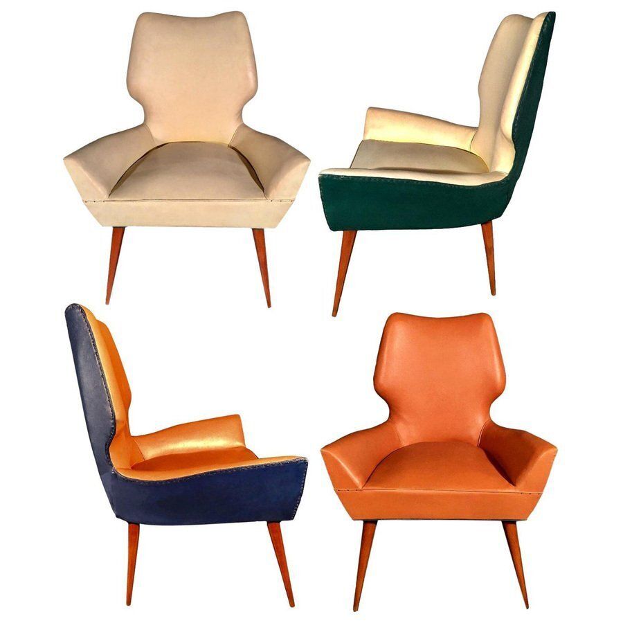 Set Of Mid Century Modern Armchairs In The Style Of Gio Ponti, 1950s