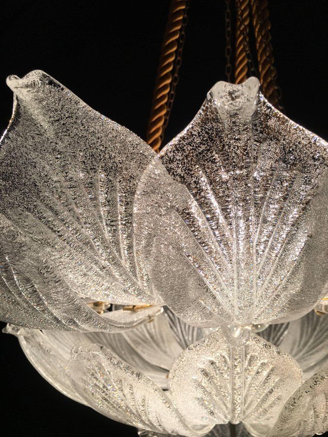 Italian Murano Glass Leave Flush Mount Chandelier photo vinterior
