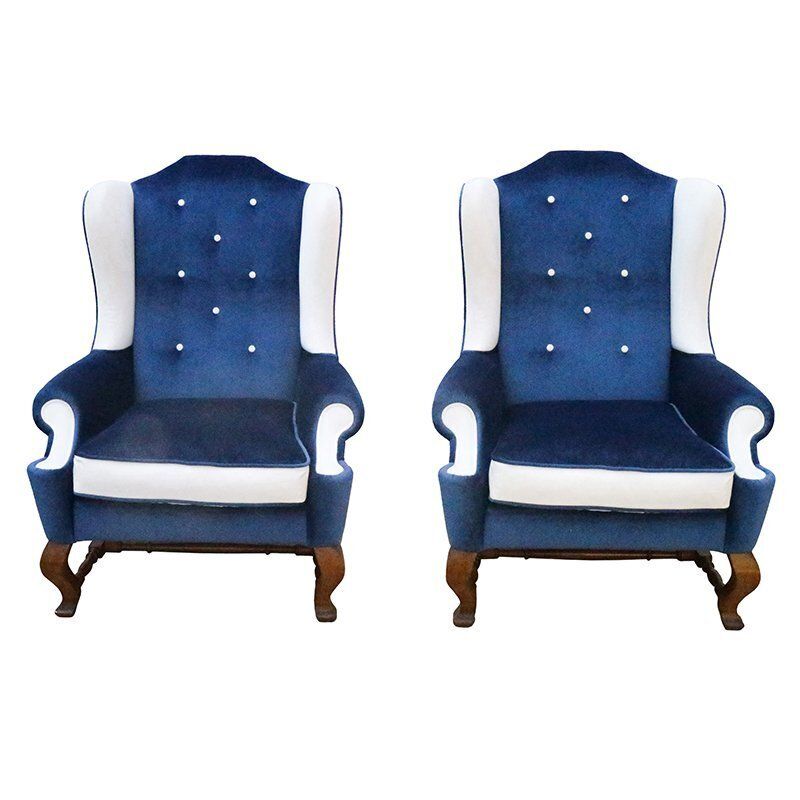 Set Of Velvet Armchairs, 1980s