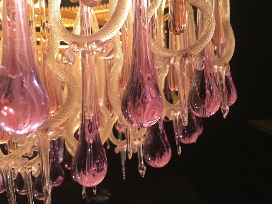 Chandelier In The Style Of Barovier & Toso, 1960s photo vintage