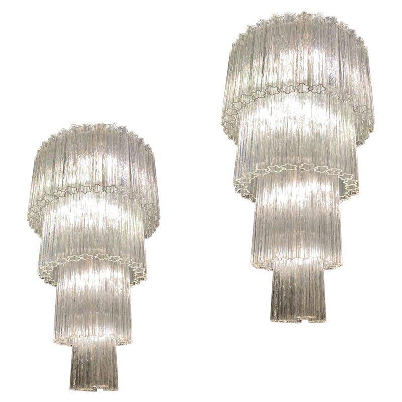 Italian Murano Glass Tronchi Chandeliers, 1990, Set Of 2