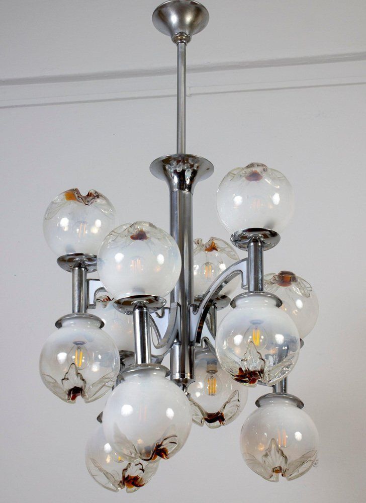 Italian Snowball Murano Chandelier From Mazzega, 1960 photo for sale