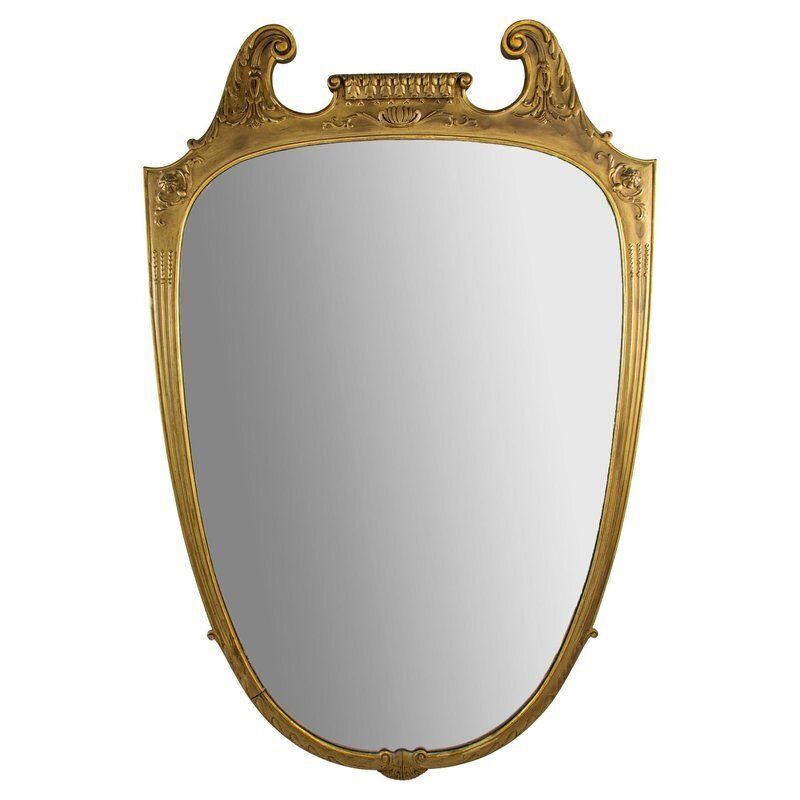 Large Italian Midcentury Gilt Wood Mirror, 1950 By Paolo Buffa photo furniture
