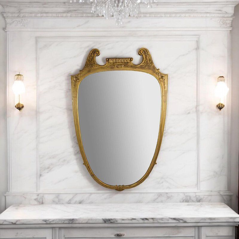 Large Italian Midcentury Gilt Wood Mirror, 1950 By Paolo Buffa photo for sale