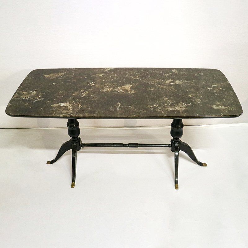Dining Table With Marble Effect Glass Top, 1930s / 40s photo furniture