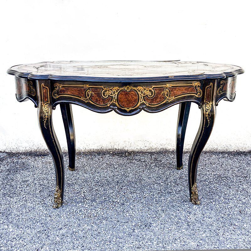 Antique Napoleon III Boulle Desk, 1800s photo Furniture
