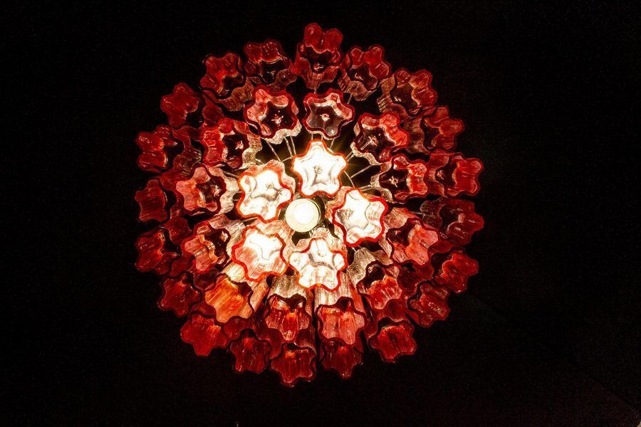 Red Coral Murano Glass Tronchi Chandeliers, 1970, Set Of 2 photo 6405.0