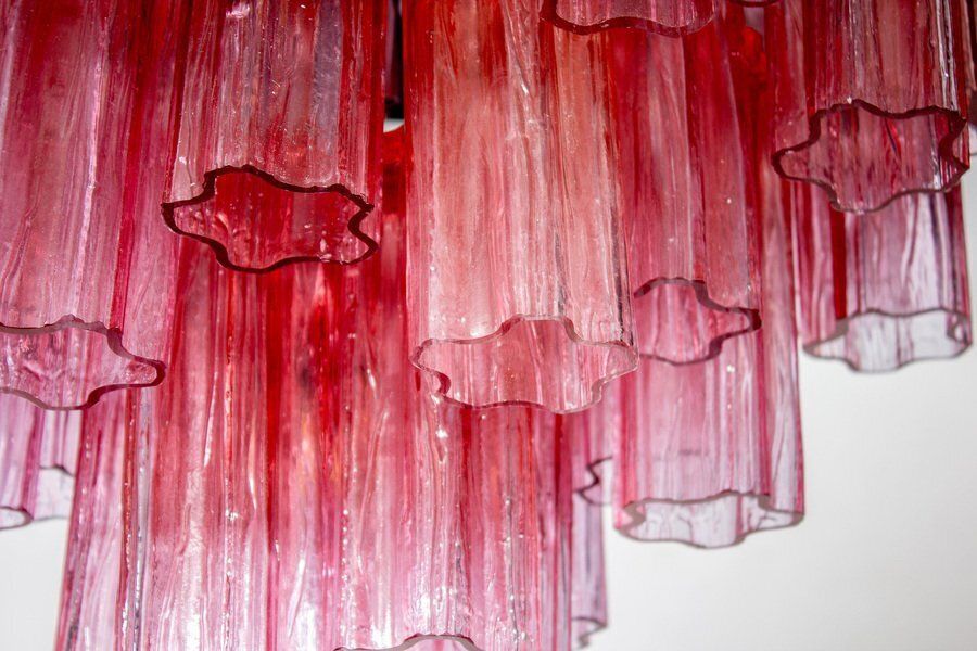 photo buy Red Coral Murano Glass Tronchi Chandeliers, 1970, Set Of 2