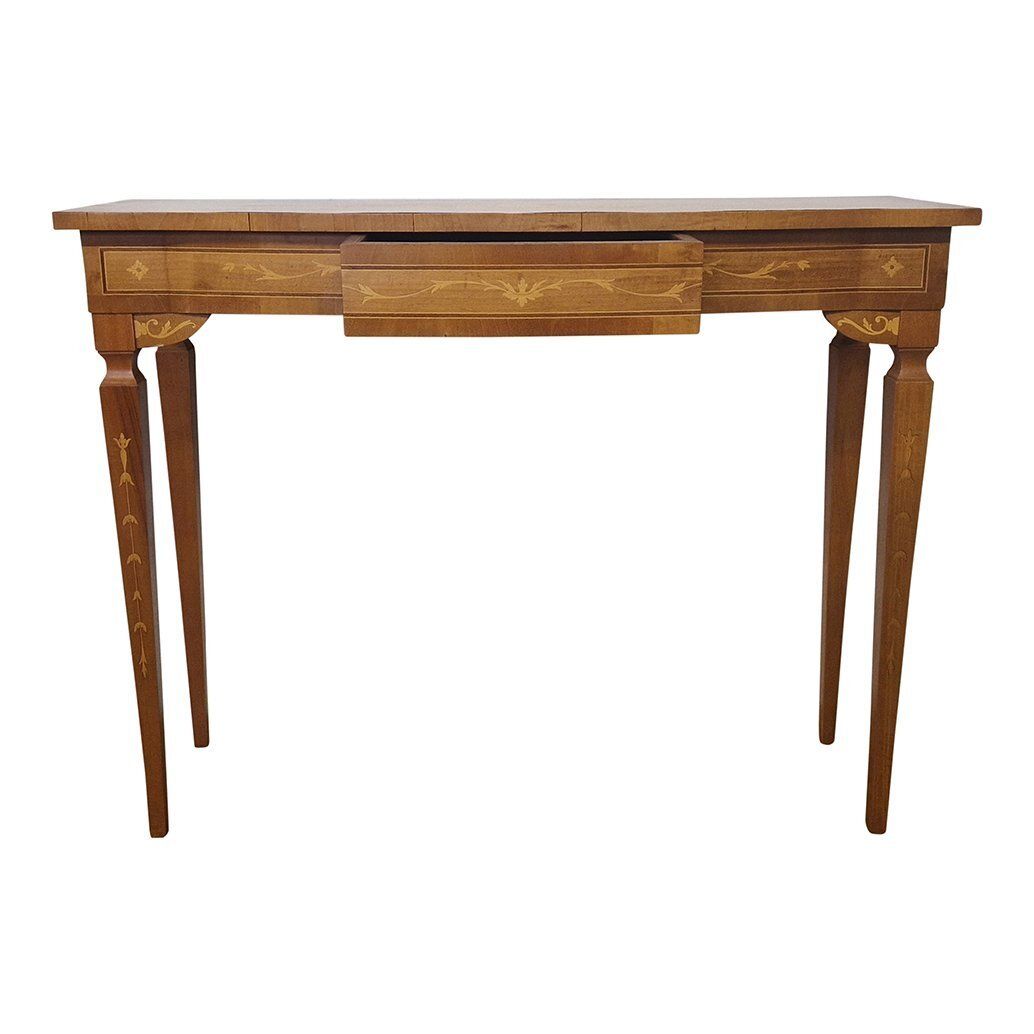 Louis XVI Console In Inlaid Wood With Central Drawer, 1980s photo furniture