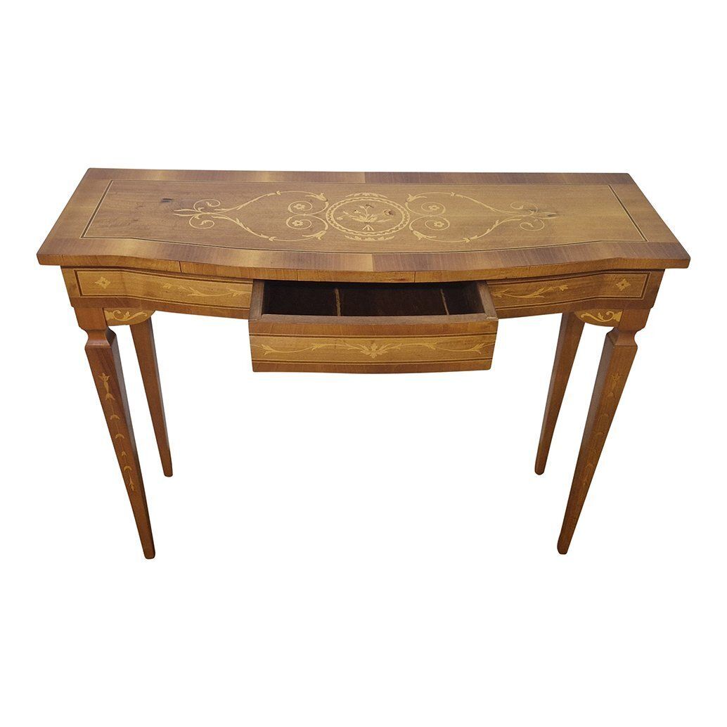 Louis XVI Console In Inlaid Wood With Central Drawer, 1980s photo vinterior