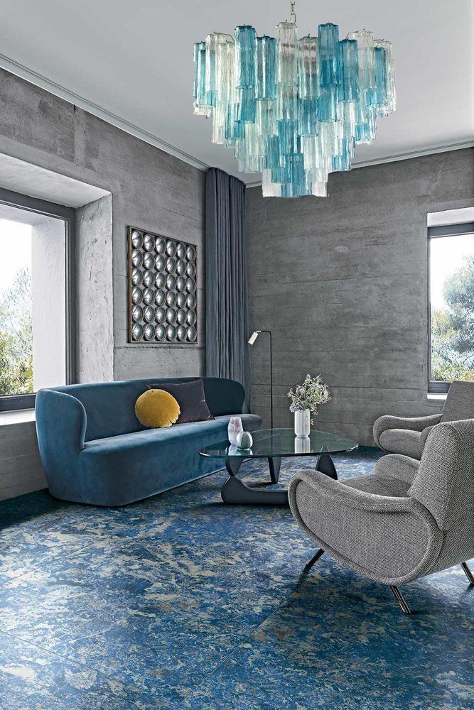 Mid Century Blue And Clear Murano Glass Tronchi Chandelier, 1970s photo buy